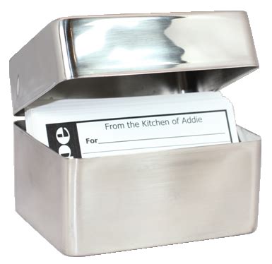 metal recipe card box|stainless steel recipe box.